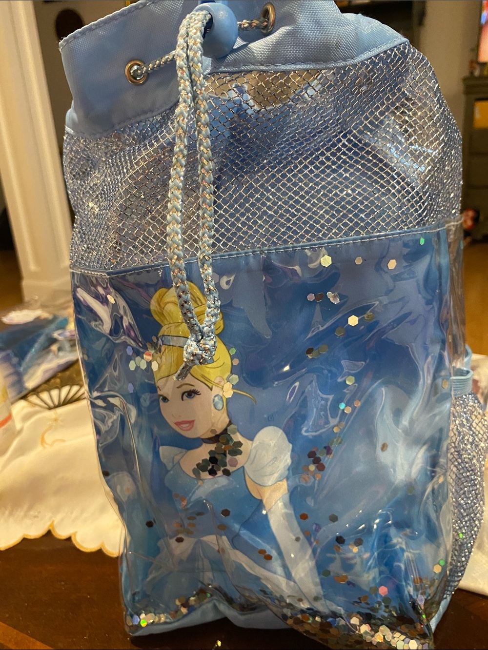 Cinderella Blue Kids Costume Backpack - Sparkle Drawstring